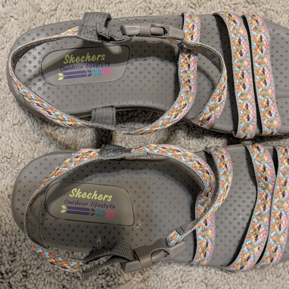 Skechers Gray and Multicolor Hiking Outdoor Sandals